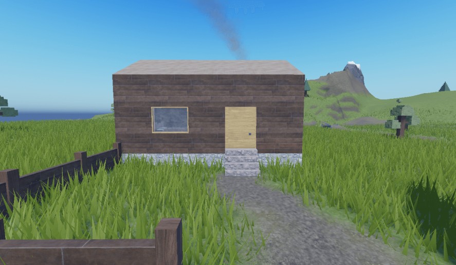 A Starting House in the Template World in Roblox Studio