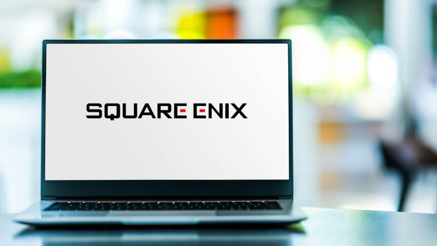 Square Enix logo on a laptop's screen