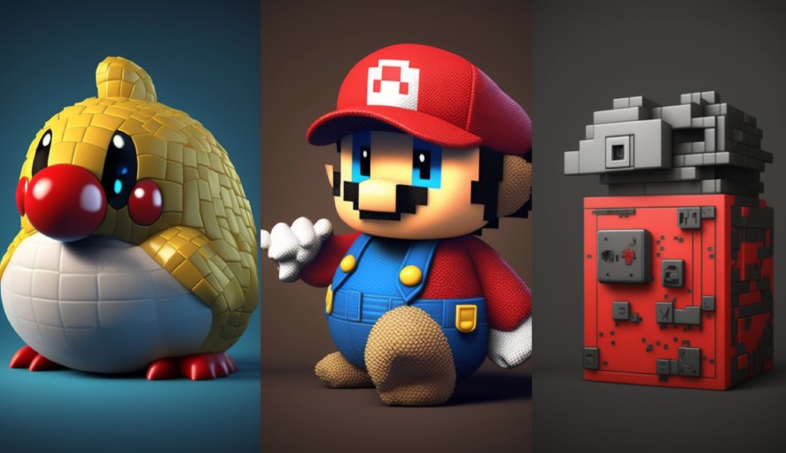 Popular video game characters with Mario in the middle