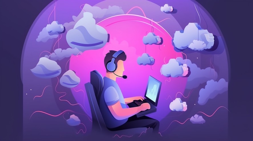 A gamer playing video games using cloud gaming