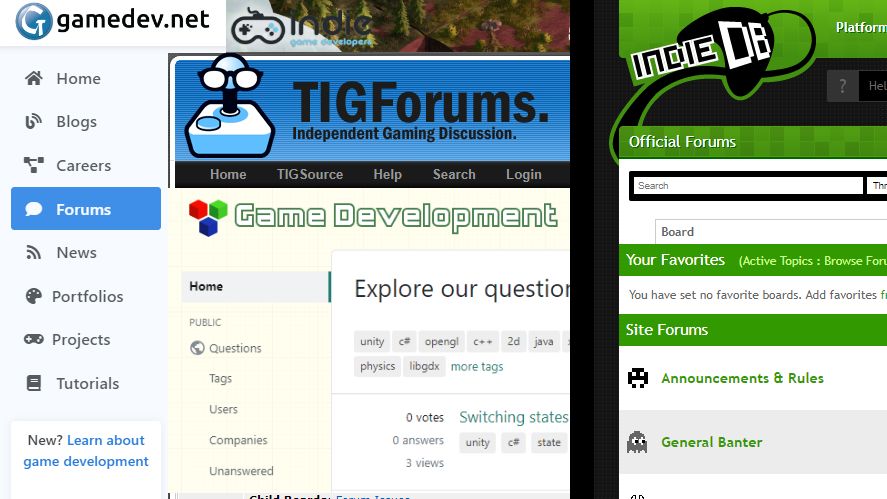 Examples of game communities and forums