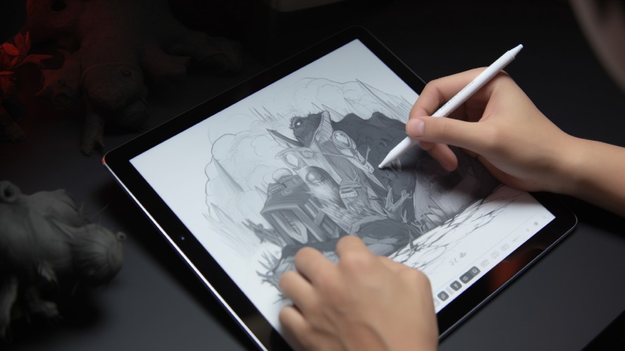 A game artist drawing a game graphic