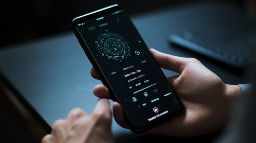 A mobile phone with fingerprint security scanner