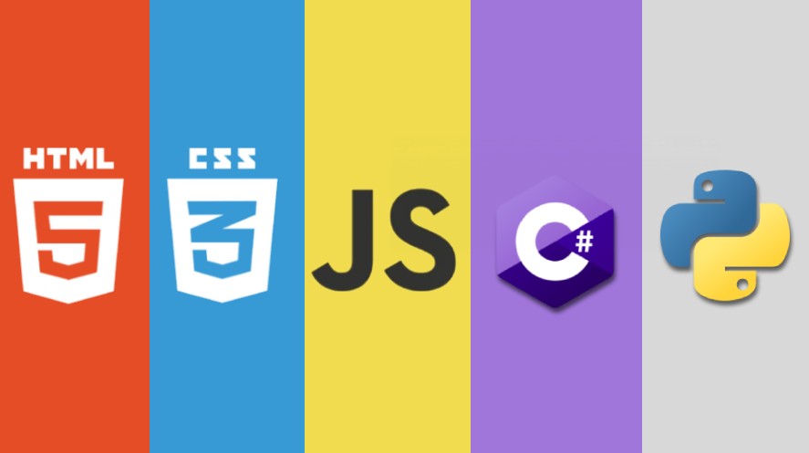 A visual graphic with 5 web game programming languages