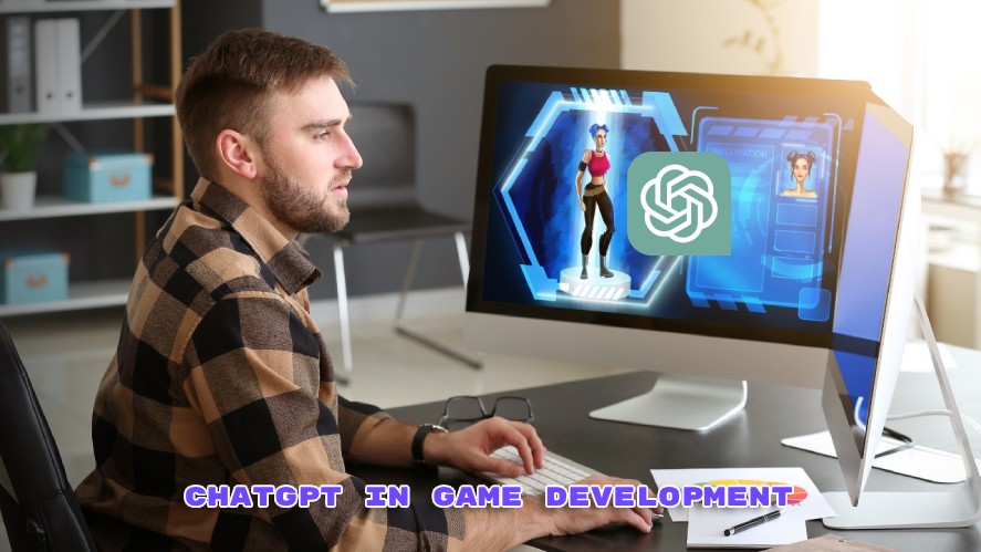 A game developer developing a video game using chatGPT