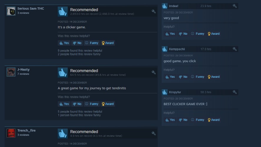 Positive Clicker Heroes' Reviews on Steam