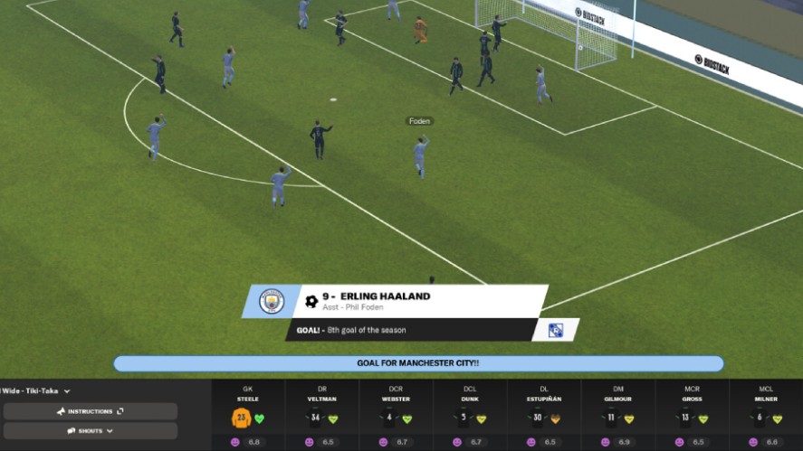 A screenshot from Football Management game