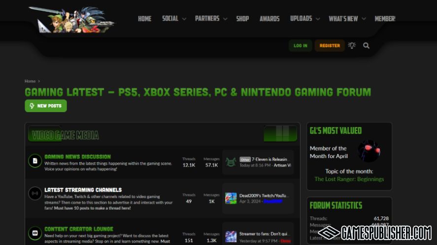 A screenshot of the Gaming Latest website