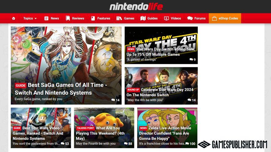 A screenshot of the NintendoLife website
