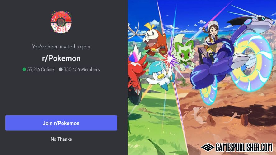 A screenshot of r/Pokemon Discord invitation