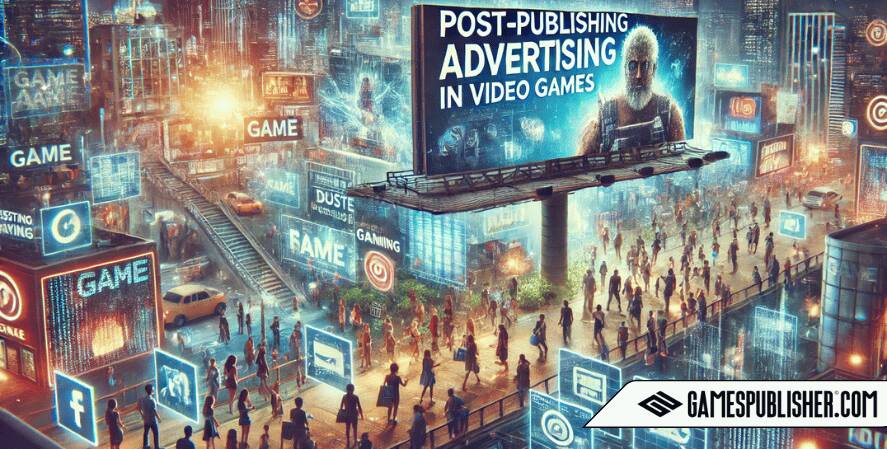 It features a digital cityscape bustling with activity, illustrating the dynamic influence of advertising in the gaming industry.