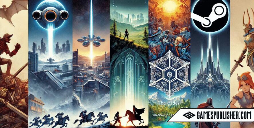 Here's a widescreen illustration showcasing the top most anticipated games of 2024 on Steam, featuring iconic scenes from each game mentioned in the article.