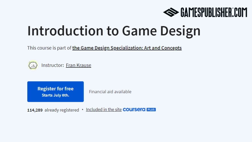 A screenshot of the Introduction to Game Design course