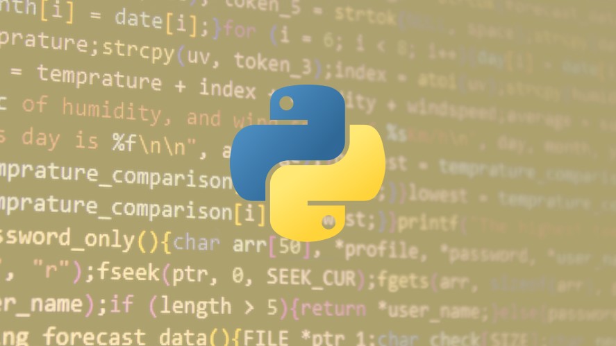 Python logo and lines of code