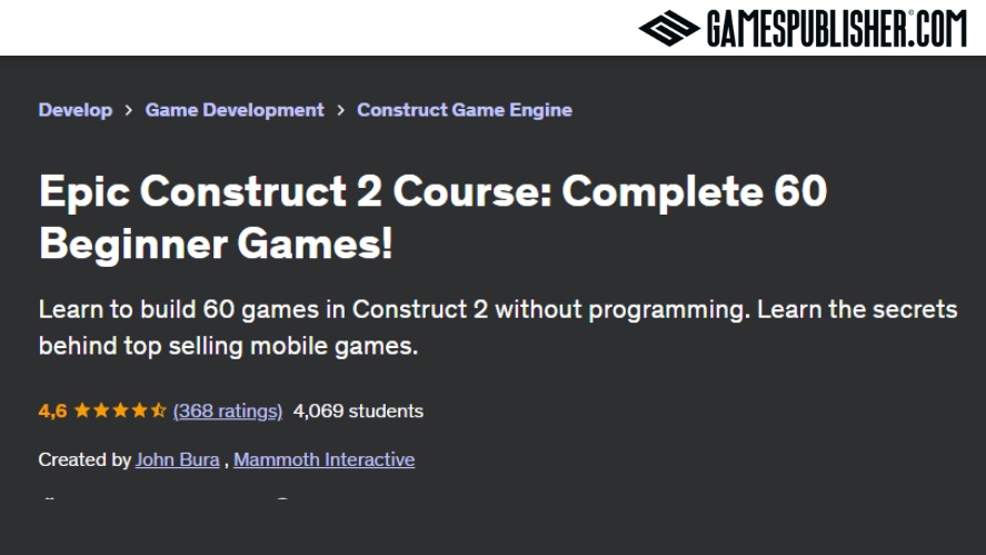 A screenshot of the The Complete Game Developer Course – Build 60 Games course