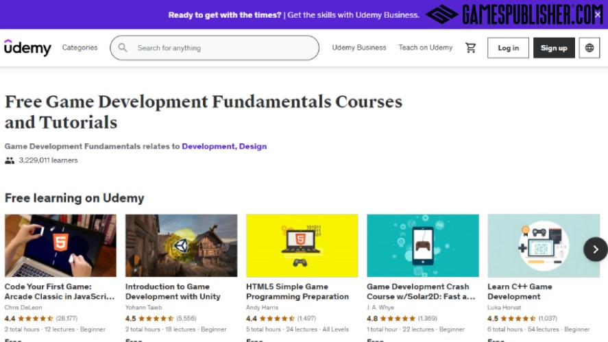 A screenshot from Udemy courses