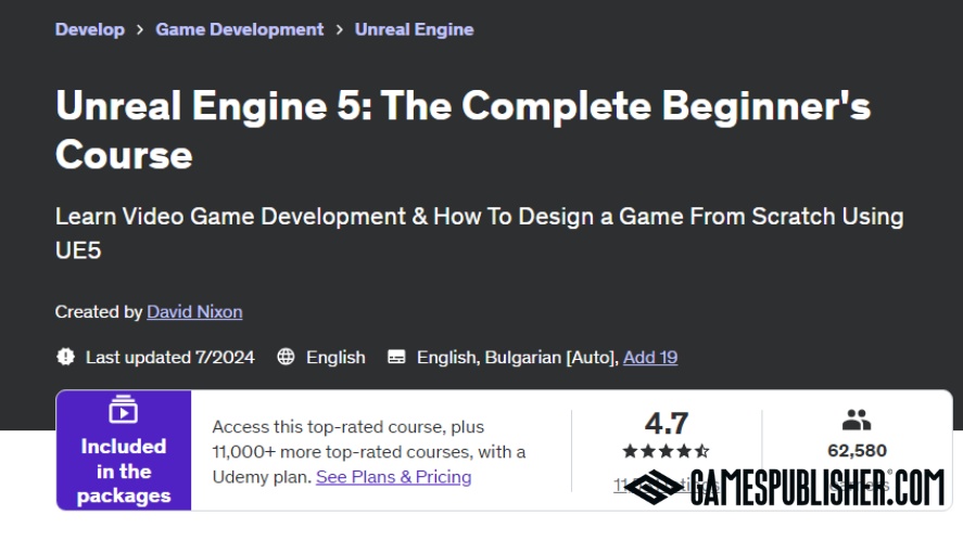 A screenshot of the Unreal Engine 5: The Complete Beginner's Course course