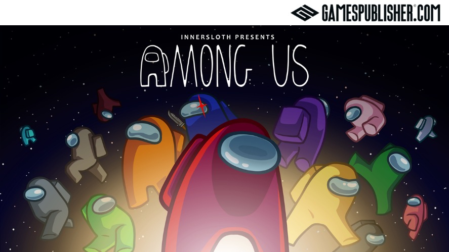 Among Us characters in a space background