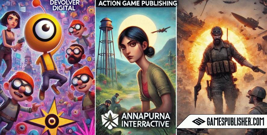 Each section captures the unique style and impact of these publishers in the gaming industry.