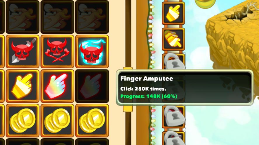 An achievement about clicking 250000 times in Clicker Heroes