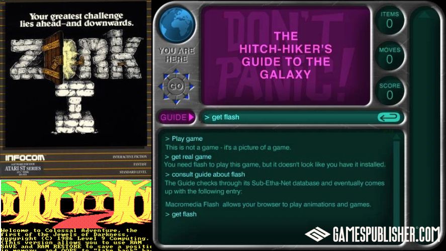 Zork, The Hitch-Hiker's Guide to The Galaxy, and Colossal Cave Adventure