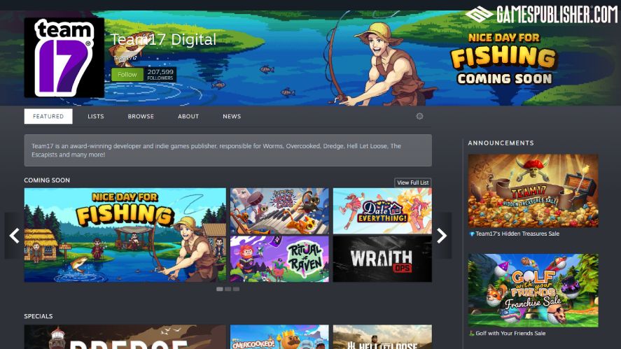 Team17 publisher on Steam