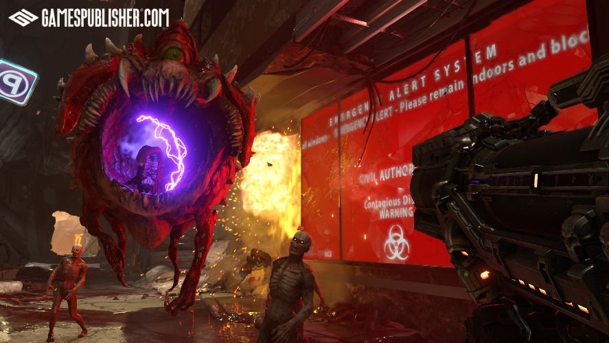 Doom Eternal gameplay with epic music and sound effects