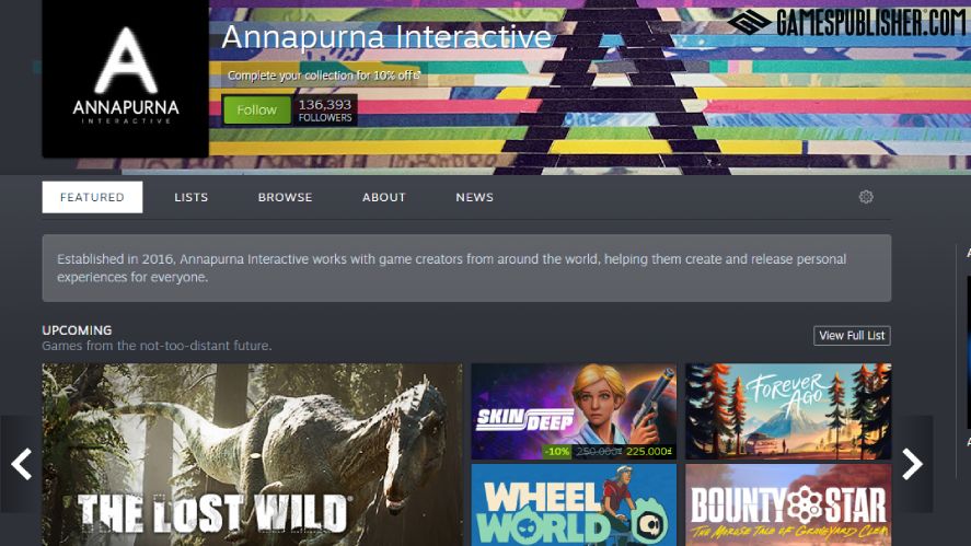 Annapurna publisher on Steam