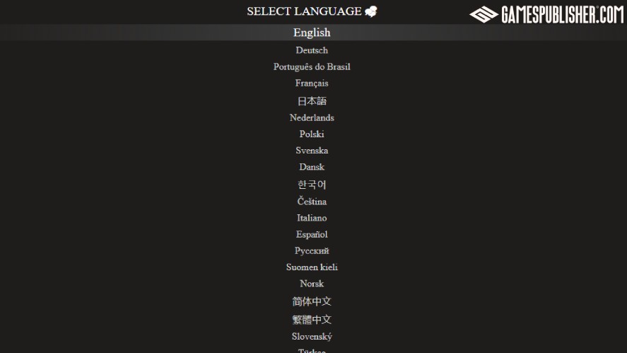 A game language select screen