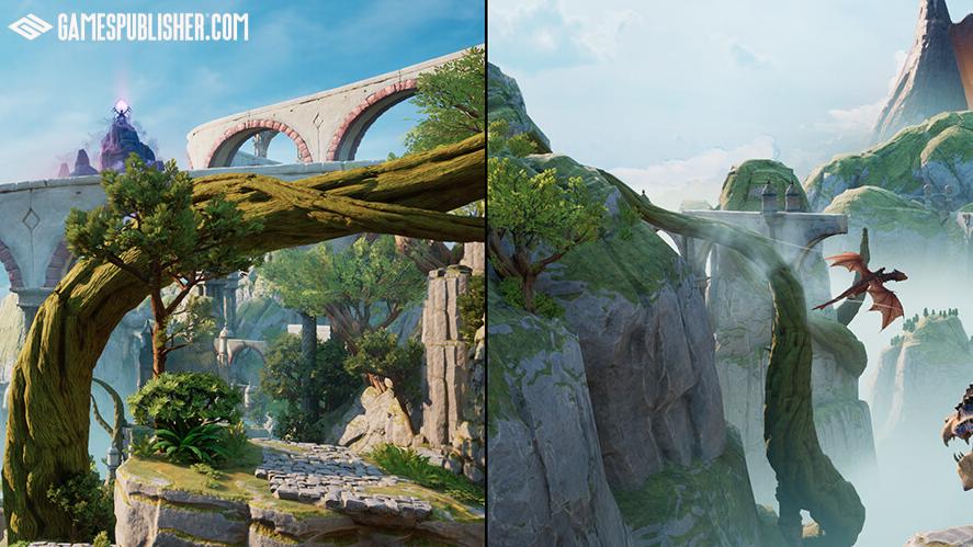 A split screen in the Split Faction game