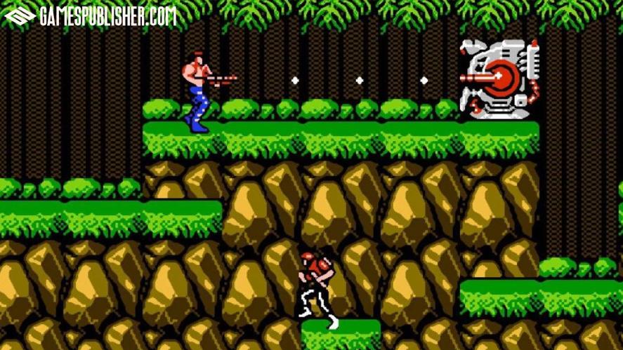 A player is shooting enemies in Contra