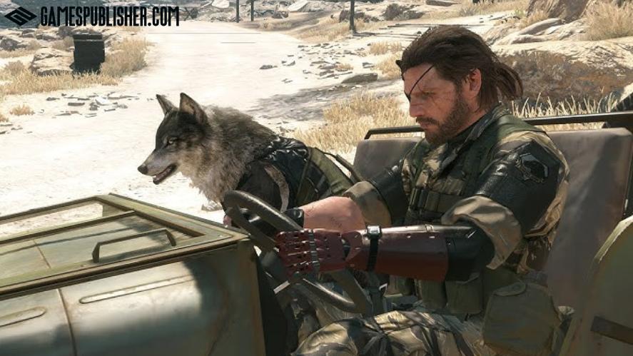 "Venom" Snake with his dog in Metal Gear Solid V: The Phantom Pain