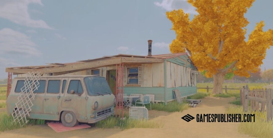 Peaceful rural trailer home scene from Annapurna Interactive Games, highlighting everyday storytelling.