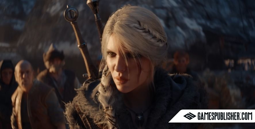 CD Projekt Red Games

Close-up of Ciri from The Witcher in a cinematic scene, with villagers in the background.