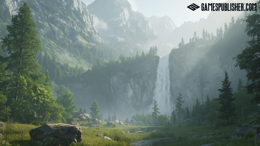 A scenery environment created by AI design tools