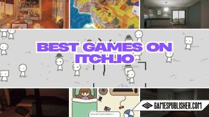 best games on itch.io banner featuring indie game characters and hidden gems collage