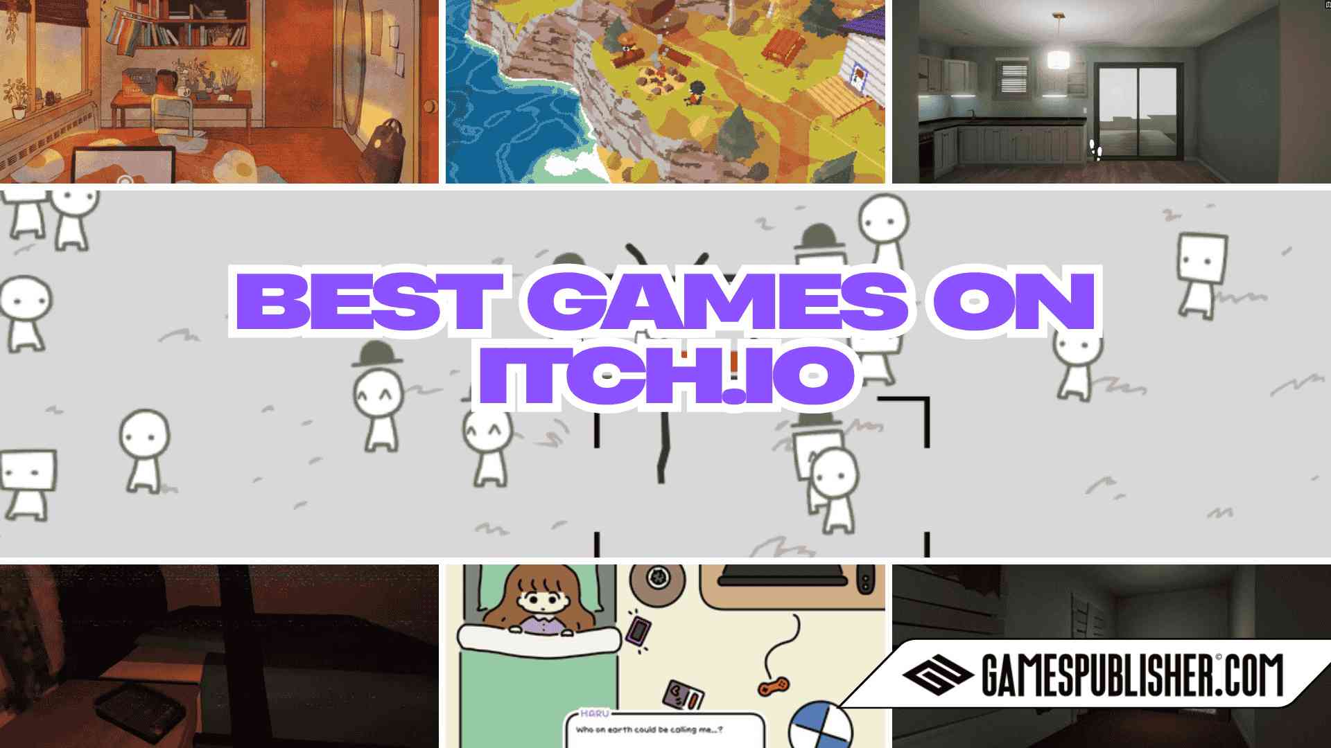 best games on itch.io banner featuring indie game characters and hidden gems collage