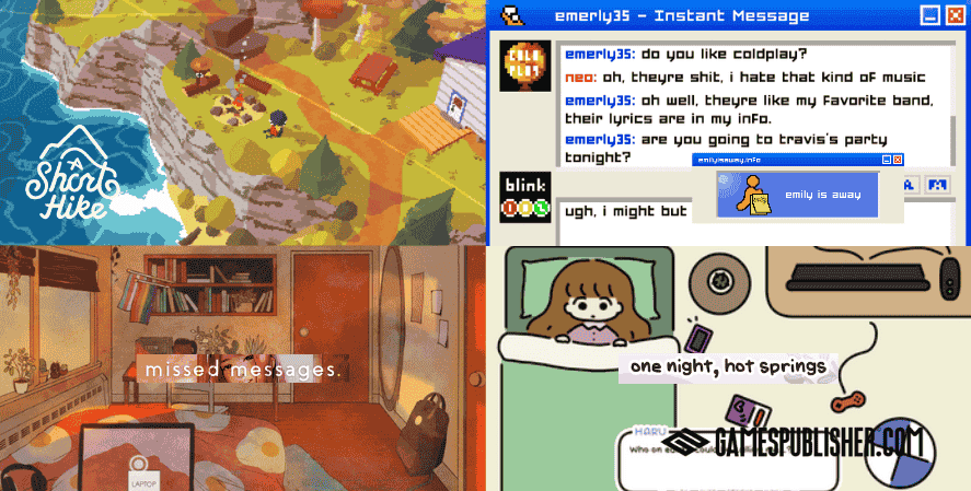 narrative indie including A Short Hike Emily is Away and One Night Hot Springs