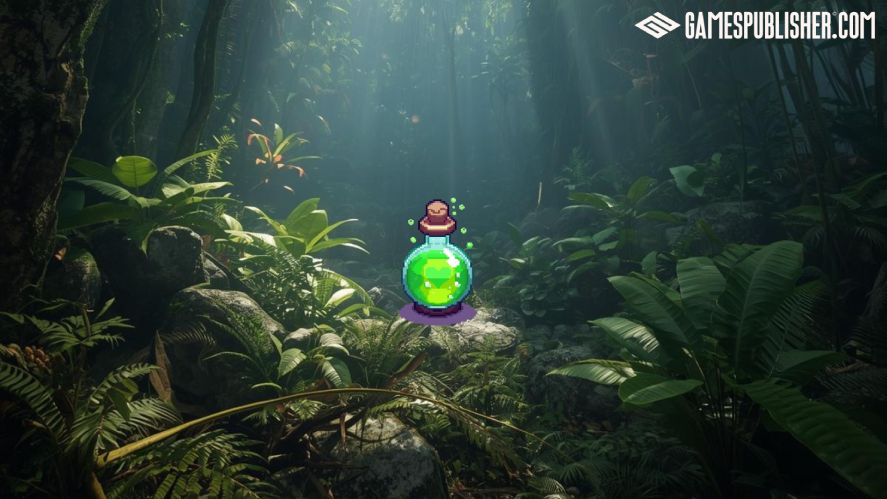 An out-of-place pixel object in a realistic forest scene