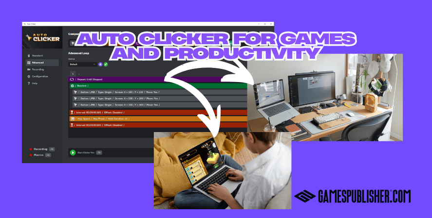 Auto clicker for games and productivity showing automated inputs for testing and gameplay optimization